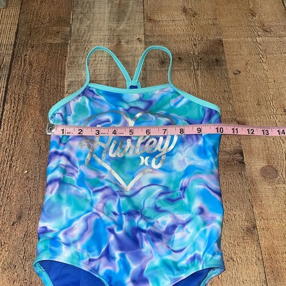 Hurley Girls Youth One-Piece Water Color Swimsuit UPF 50+ 5/6.